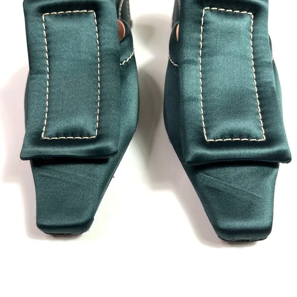 Marni Green Satin Mules Sandals Block Heel Size 38.5 - Picture 5 of 13